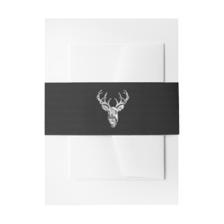 Silver Deer Graphic on Carbon Fibre Style Print Invitation Belly Band