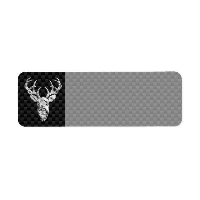 Silver Deer Head on Carbon Fibre Style Decor (Front)