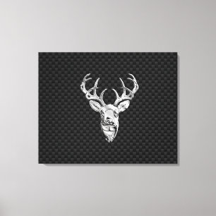 Silver Deer Head on Carbon Fibre Style Decor