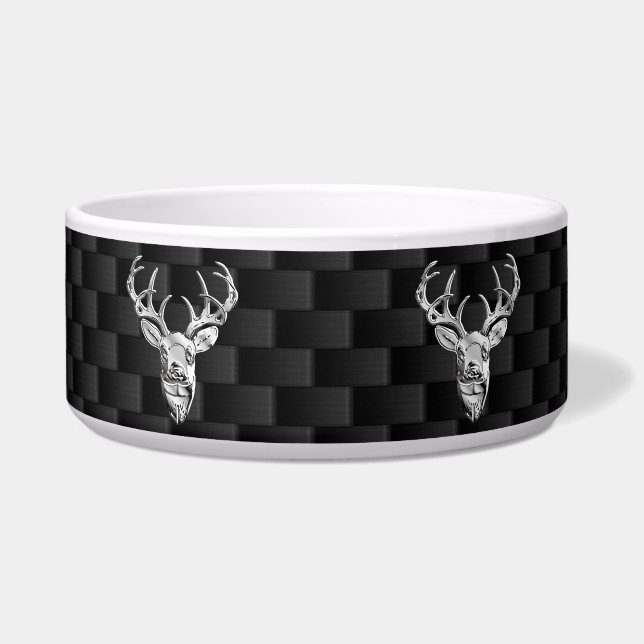 Silver Deer on Black Carbon Fibre Style Print (Front)