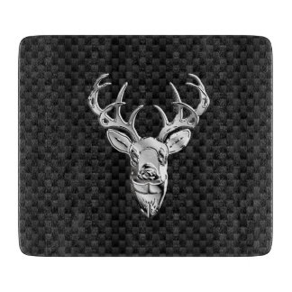 Silver Deer on Carbon Fibre Style Decor Cutting Board