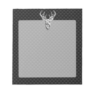 Silver Deer on Carbon Fibre Style Decor Notepad