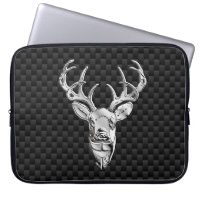 Silver Deer on Carbon Fibre Style Print