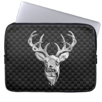 Silver Deer on Carbon Fibre Style Print