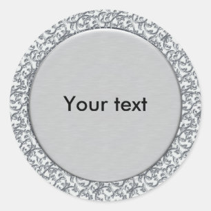 Silver design classic round sticker