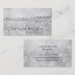 silver design flautist business card