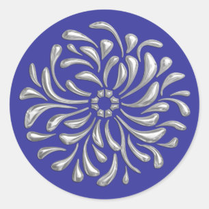 Silver Design on any colour Classic Round Sticker