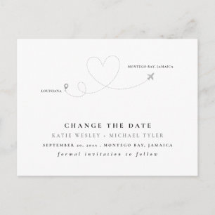 Silver Destination Wedding Change the Date Announcement Postcard