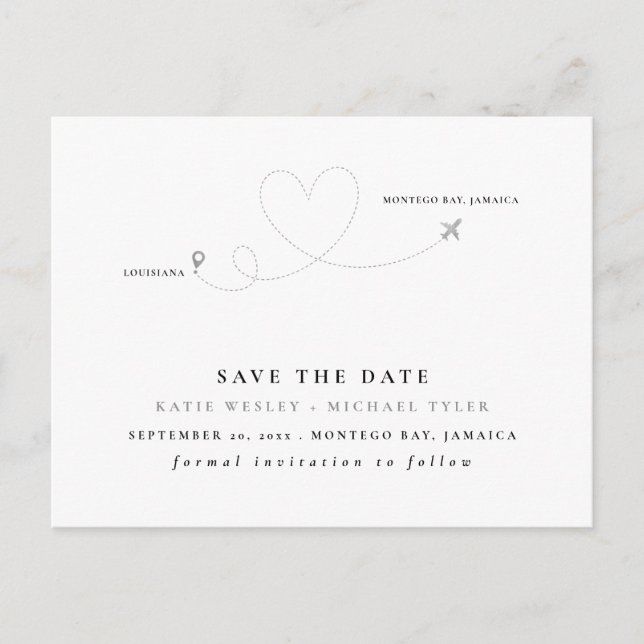 Silver Destination Wedding Save the Date Announcement Postcard (Front)