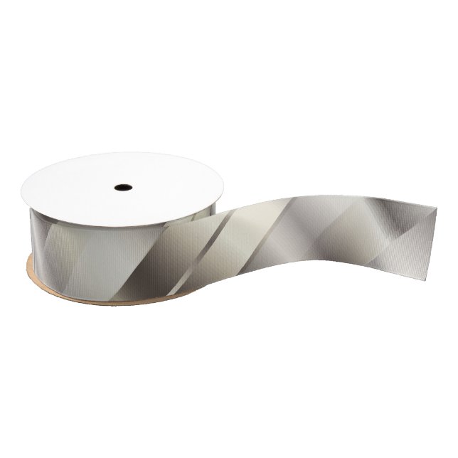 Silver Diagonal Stripes | Christmas Grosgrain Ribbon (Spool)