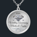 Silver Diamond 60th Anniversary Gift for Wife on  Silver Plated Necklace<br><div class="desc">Silver Diamond 60th Anniversary Gift for Wife on Celebrate 60 years of marriage with a truly special gift that your wife will treasure forever. Our custom personalised silver 60th anniversary gifts feature a locket necklace that can be engraved with your wife's name, special date or message to make it a...</div>