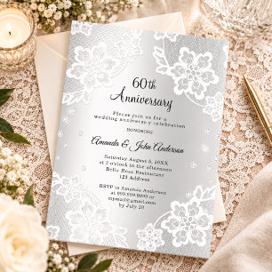 Silver diamond 60th wedding anniversary invitation