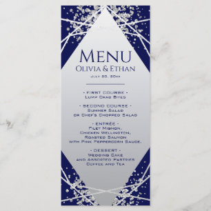 Silver Diamond and Royal Blue Wedding Menu