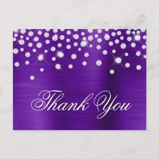 Silver Diamond Confetti Indigo Satin Foil Postcard