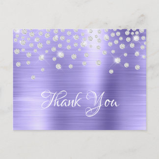 Silver Diamond Confetti Periwinkle Satiny Foil Postcard