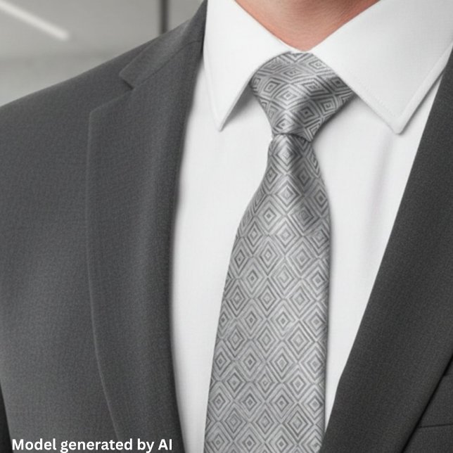Silver Diamond Geometric Pattern Tie (Creator Uploaded)