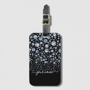 Silver Diamond Glitter Bling rhinestone Luggage Tag