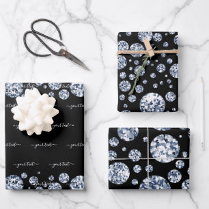 Silver Diamond Glitter Bling rhinestone Wrapping Paper Sheet