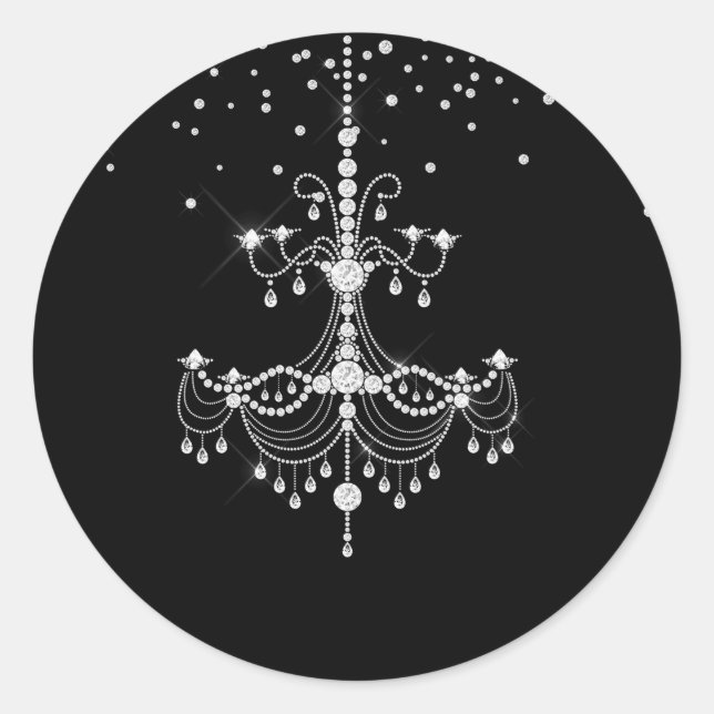 Silver Diamond Glitter Chandelier Sweet 16 Party Classic Round Sticker (Front)