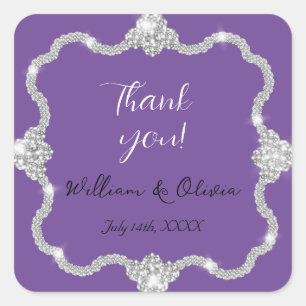 Silver Diamond Jewelled Elegant Wedding Sticker