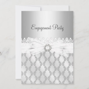Silver Diamond & Lace Engagement Party Invitation