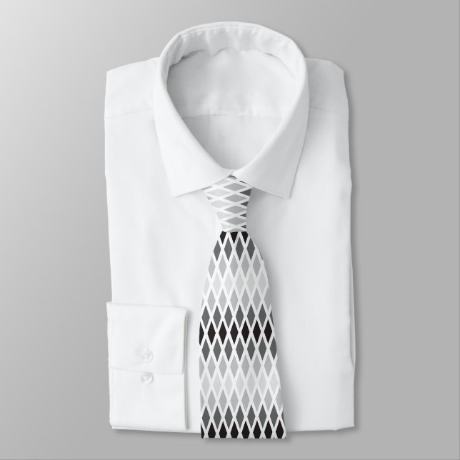 Silver Diamond Ombre Tie (Tied)