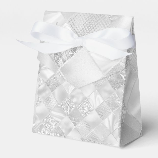 Silver Diamond Pattern Favour Box (Front Side)