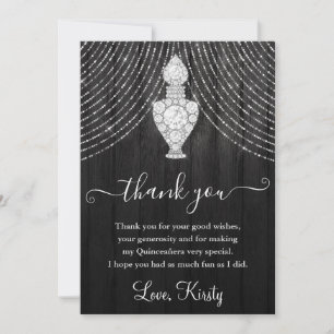 Silver Diamond Perfume Bottle Quinceanera Thank You Card