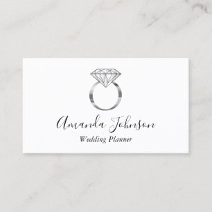 Silver Diamond Ring Wedding Planner Custom Business Card
