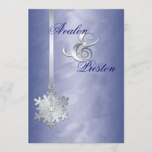 Silver Diamond Snowflake Blue Foil Invitation