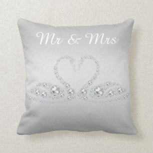 SILVER DIAMOND SWAN CUSHION WEDDING silver
