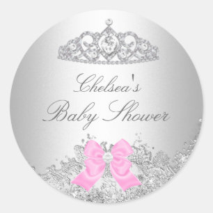 Silver Diamond & Tiara Baby Shower Sticker
