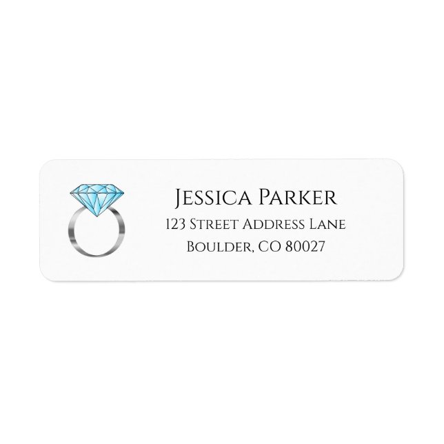 Silver Diamond Wedding Ring Engaged Return Address (Front)
