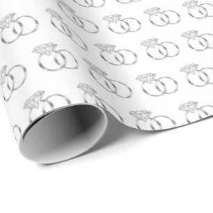 Silver Diamond Wedding Rings Wrapping Paper