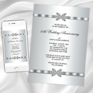 Silver Diamonds 25th Anniversary Party Invitation