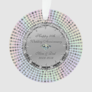 Silver Diamonds Dotted 50th Wedding Anniversary Ornament