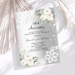 Silver diamonds florals 60th wedding anniversary invitation<br><div class="desc">For an elegant and romantic 60th wedding anniversary. A faux silver looking background decorated with white florals,  roses,  faux diamonds and white lace.  Personalise and add your names and details.</div>