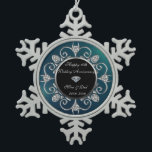 Silver Diamonds Green 10th Wedding Anniversary Snowflake Pewter Christmas Ornament<br><div class="desc">Elegant silver diamonds 10th wedding anniversary ornament.</div>
