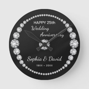 Silver Diamonds Look  Round Clock