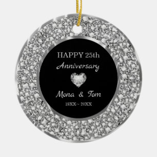 Silver Diamonds Ring And Heart Ceramic Tree Decoration