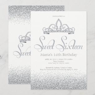 Silver & Diamonds Sweet Sixteen Invitations