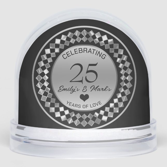Silver Diamonds Wedding Anniversary Snowglobe (Front)