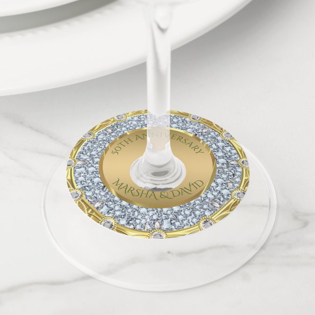 Silver Diamonds Wine Glass Tag (Close Up)