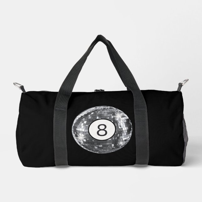 Silver Disco 8 Ball, Trendy Retro 70s Style  Duffle Bag (Front)
