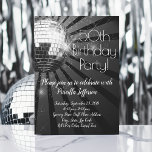 Silver Disco Ball 50th Birthday Party Invitation<br><div class="desc">Black Sparkle Disco Ball 50th Birthday Party Invitation,  retro 70's dance party silver disco ball with rays of light and glittery background in black and white. Men or Women have a groovy retro sixtieth party!</div>