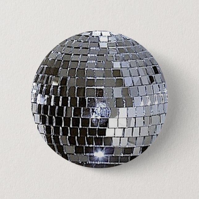 Silver Disco Ball 6 Cm Round Badge (Front)