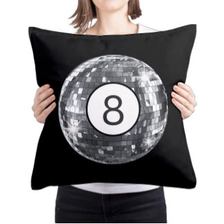 Silver Disco Ball, 8 Ball Art, College Girl Dorm Cushion