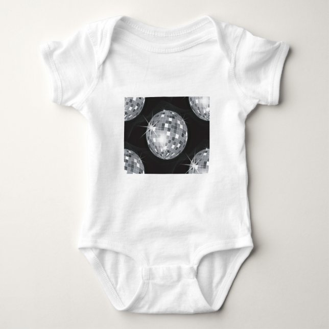 silver disco ball baby bodysuit (Front)