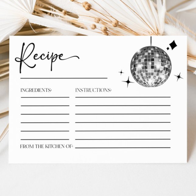Silver Disco Ball Bridal Shower Recipe Cards (Creator Uploaded)