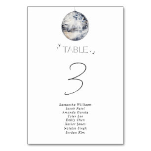 Silver Disco Ball Bridal Shower Table Number